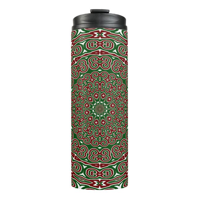 Fancy Ornate Maximalist Groovy Christmas Mandala Thermal Tumbler (Front)