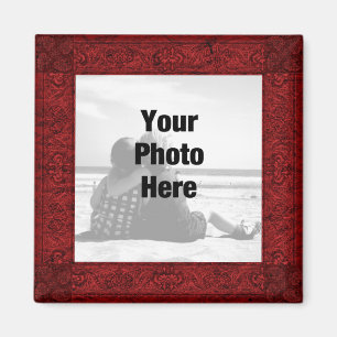 Fancy Ornate red Photo Magnet frame