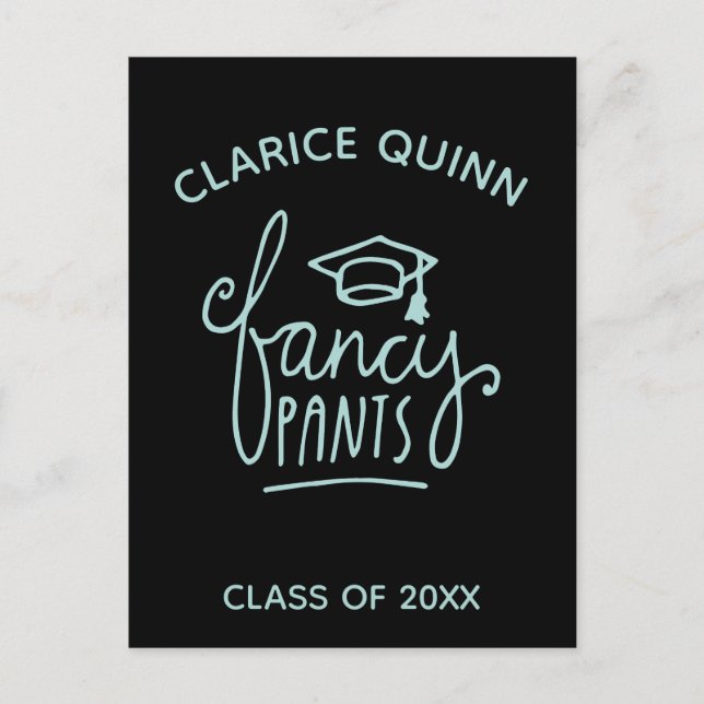 Fancy Pants Funny Grad Party Invite Postcard (Front)