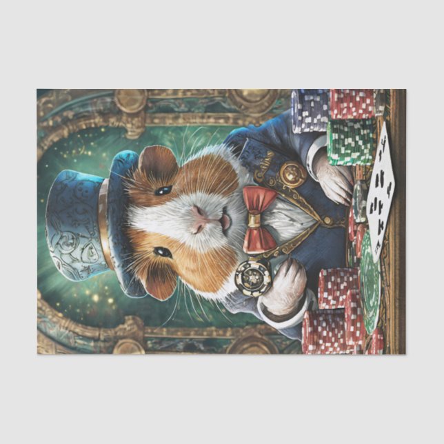 Fancy Pants has a Flush, Guinea Pig playing Poker Tissue Paper (Front)