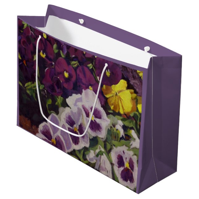 Fancy Pants Pansies Colourful Floral  Large Gift Bag (Front Angled)