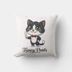 Fancy Pants Tuxedo Cat Cheers Cushion