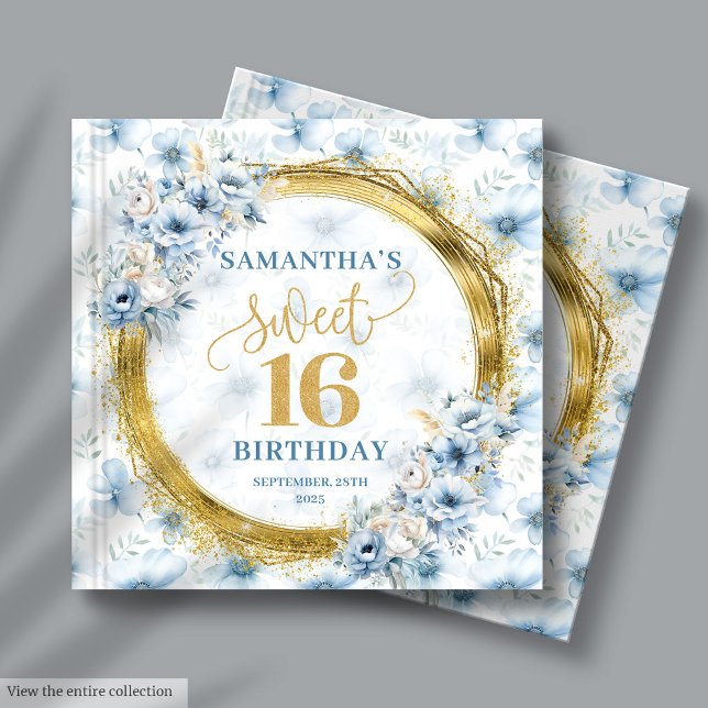 Fancy Pastel Blue Sweet Sixteen Sign In Book (Fancy Pastel Blue Sweet Sixteen Sign In Book)