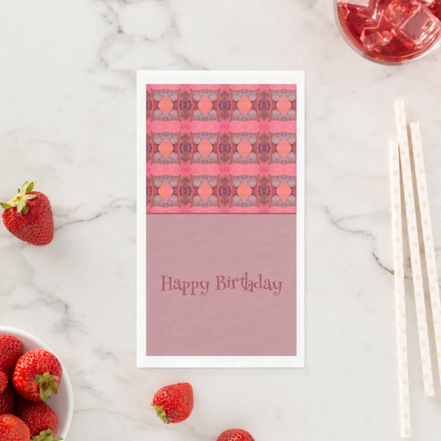 Fancy Peach And Plum Patterned Napkin (Insitu)