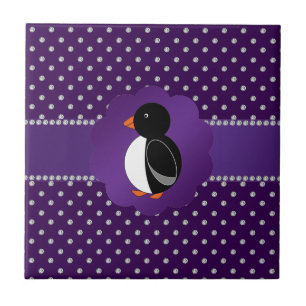 Fancy penguin purple diamonds tile