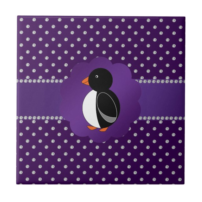 Fancy penguin purple diamonds tile (Front)
