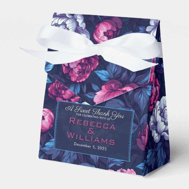 Fancy Peonies Accent Outdoor Wedding Favour Box (Front Side)