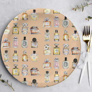 Fancy Perfume Bottles Pattern Paper Plate