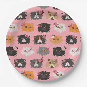 Fancy Persian Cats Pink Paper Plate