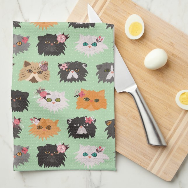 Fancy Persian Cats Tea Towel (Quarter Fold)