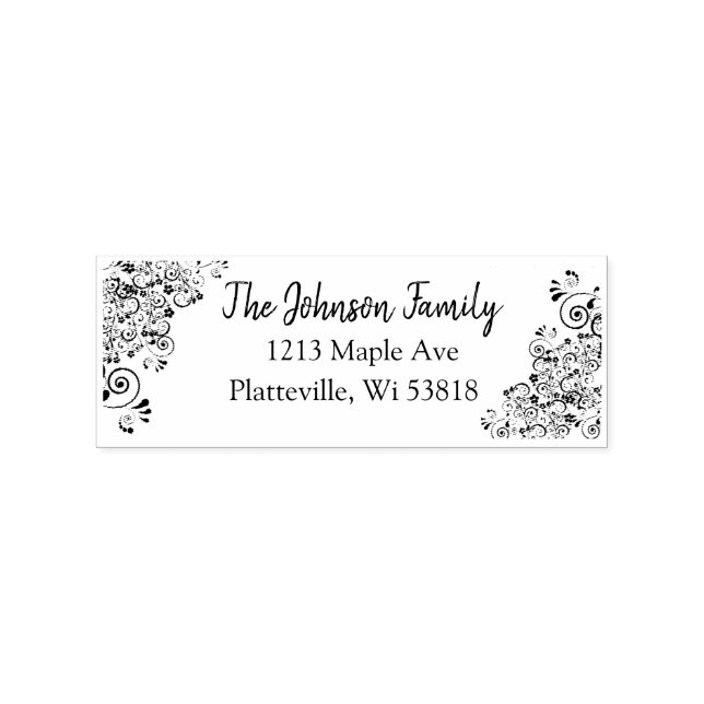 Fancy Personalised Family Address Rubber Stamp (Imprint)