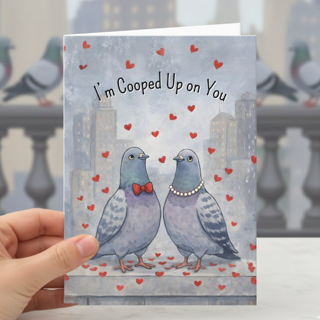 Fancy Pigeons bird lovers Valentine Holiday Card (Creator Uploaded)