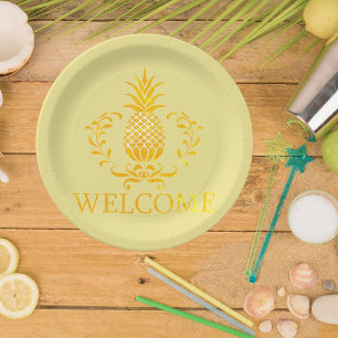 Fancy Pineapple Welcome Paper Plate