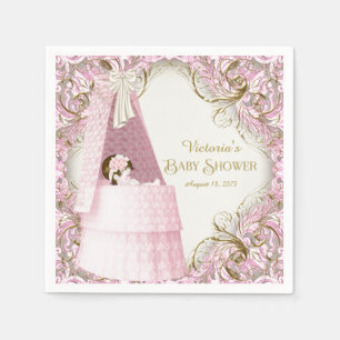 Fancy Pink and Gold Baby Shower Napkin