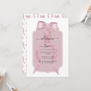 Fancy Pink Bow Girly Coquette Birthday Invitation