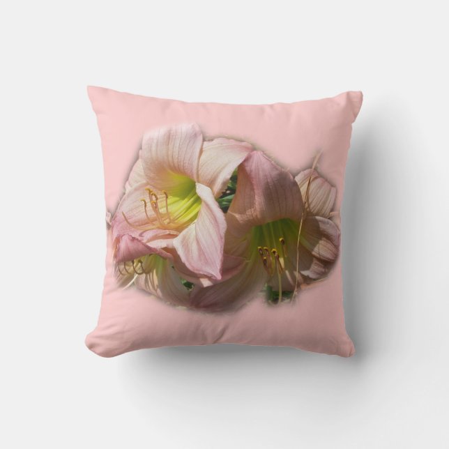 Fancy Pink Daylilies Cushion (Front)