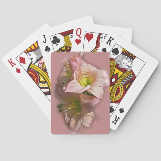 Fancy Pink Daylilies Playing Cards (Back)