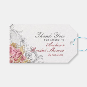Fancy Pink Floral Bridal Shower Gift Tags