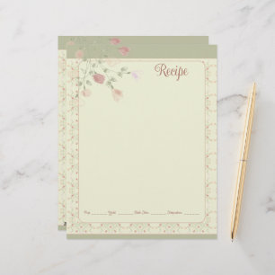 Fancy Pink Floral With Green Custom Letterhead