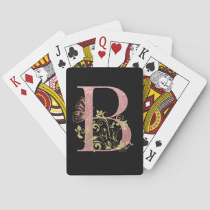 Fancy Pink Glitter Letter B Playing Cards