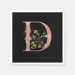 Fancy Pink Glitter Letter D  Napkin
