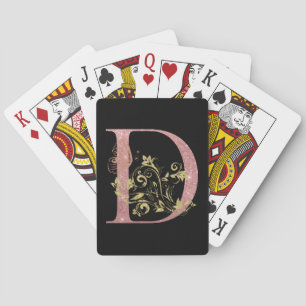 Fancy Pink Glitter Letter D Playing Cards