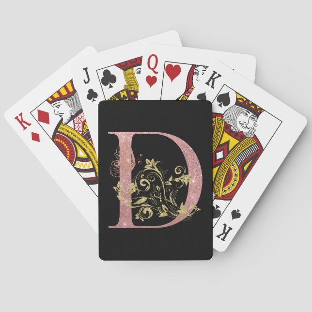 Fancy Pink Glitter Letter D  Playing Cards (Back)