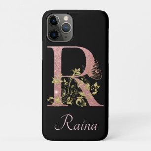 Fancy Pink Glitter Letter R Personalised iPhone 11 Pro Case