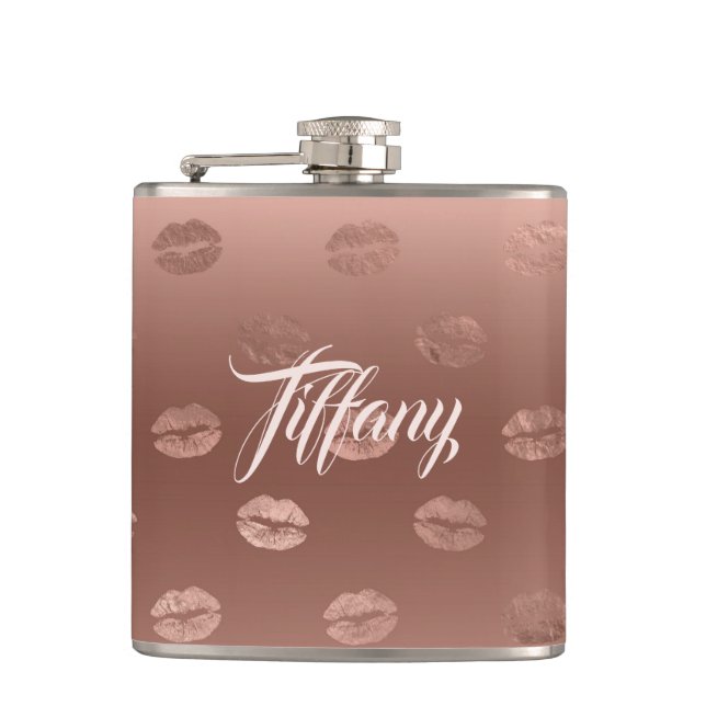 Fancy Pink Kisses  Hip Flask (Front)