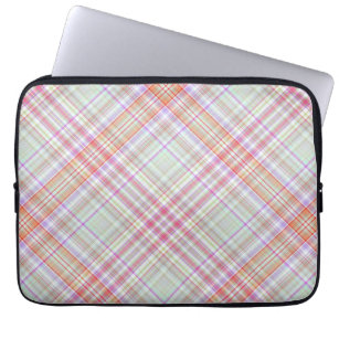 Fancy Pink 'n Green Geometric Plaid Laptop Sleeve