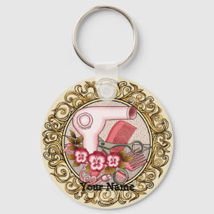 Fancy Pink Pansy Beautician  Keychain