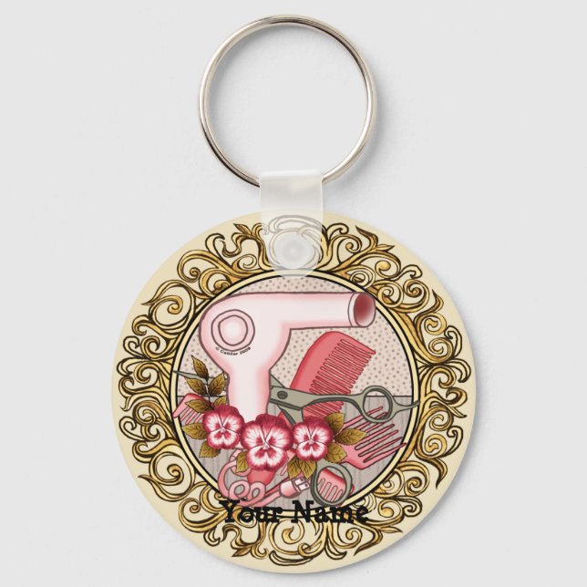 Fancy Pink Pansy Beautician  Keychain (Front)