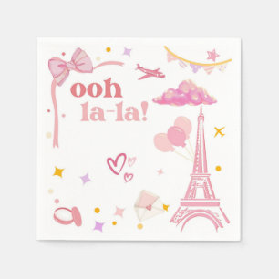 Fancy Pink Paris Eiffel Tower Party Paper Napkin