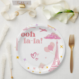 Fancy Pink Paris Eiffel Tower Party Paper Plates