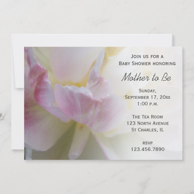 Fancy Pink Tulip Spring Baby Shower Invitation (Front)