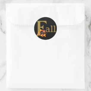 Fancy Plaid Fall Word Art   Classic Round Sticker