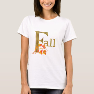 Fancy Plaid Fall Word Art  T-Shirt