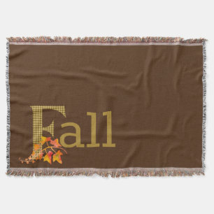 Fancy Plaid Fall Word Art   Throw Blanket