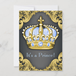 Fancy Prince Baby Shower Baby Blue Invitation