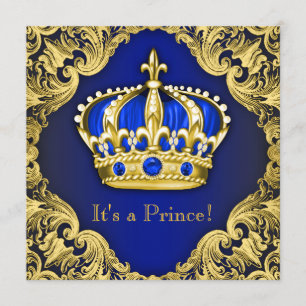 Fancy Prince Baby Shower Blue Invitation
