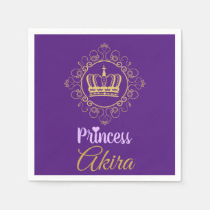 Fancy Princess Royal Crown   Purple& Gold Napkin
