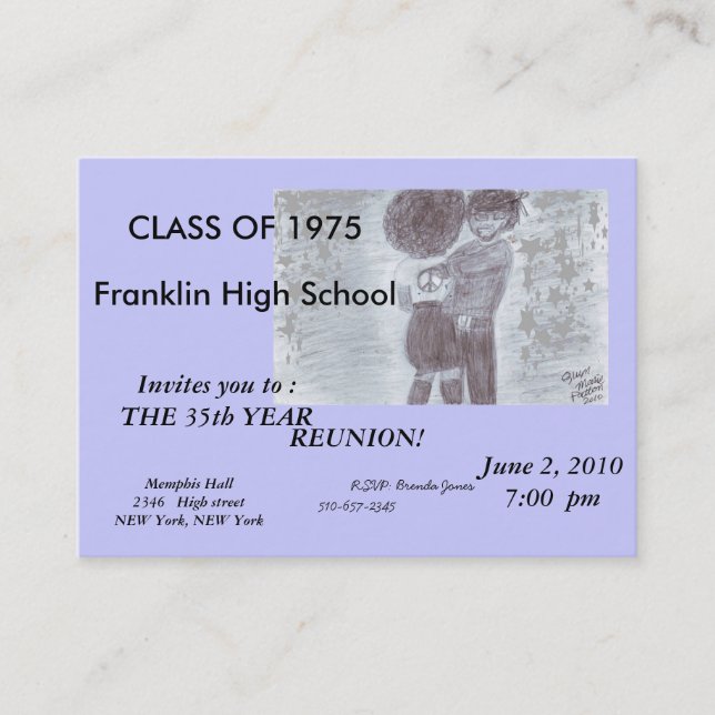 Fancy purple Class Reunion Card (Front)