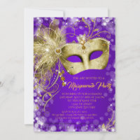 Fancy Purple Gold Glitter Masquerade Party