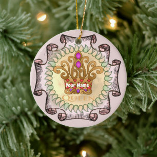Fancy Queen Crown Ceramic Ornament