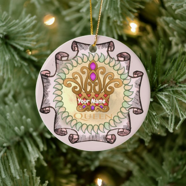 Fancy Queen Crown  Ceramic Ornament (Tree)