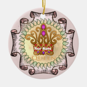 Fancy Queen Crown  Ceramic Ornament