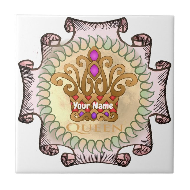 Fancy Queen Crown  Ceramic Tile (Front)