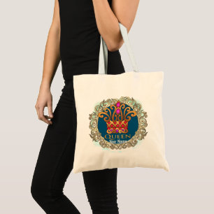 Fancy Queen Crown custom name tote bag