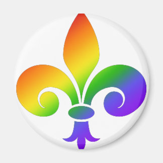 Fancy Rainbow Fleur de Lis Magnet