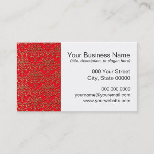 Fancy Red and Gold Damask Pattern Business Card